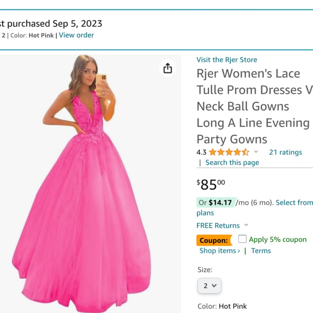 Rjer Women's Lace Tulle Prom Dresses V Neck Ball Gowns Long A Line Evening Party